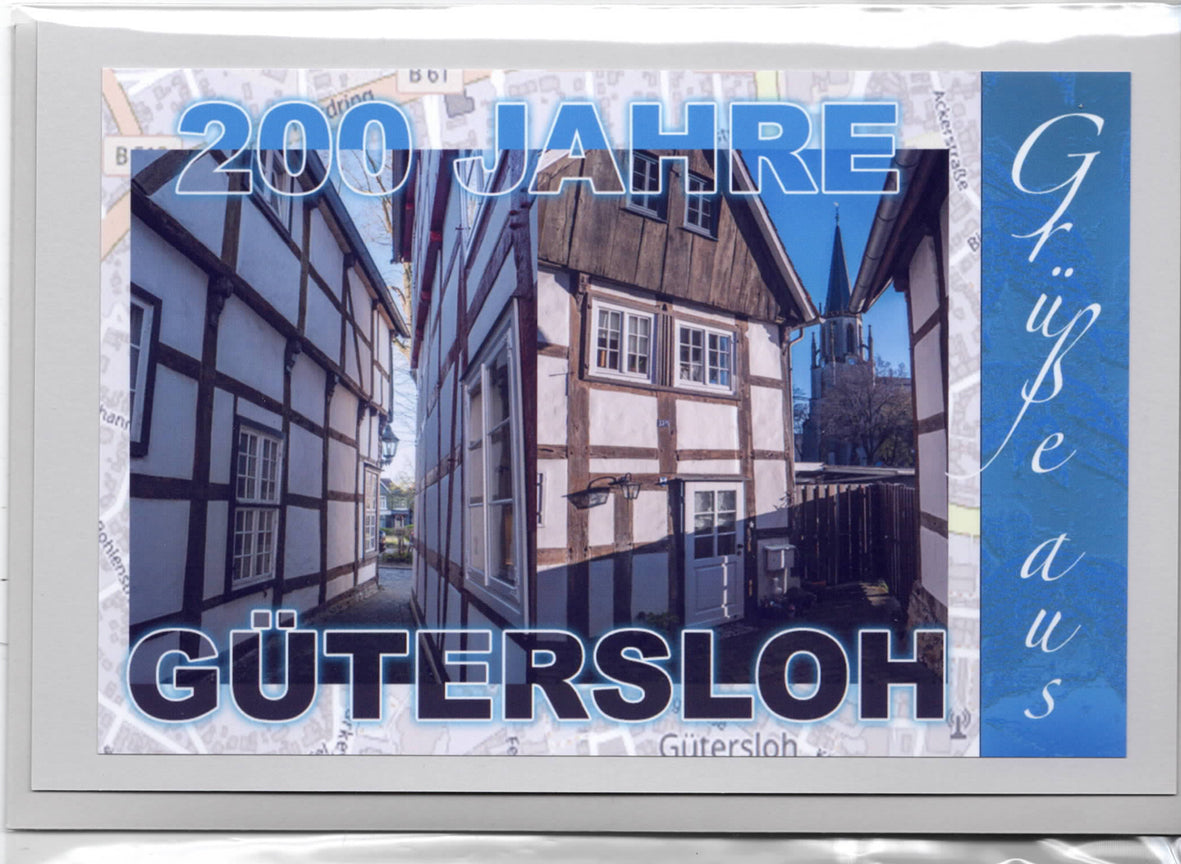 Fotokarte 200 Jahre - Grüße aus Gütersloh Kirchplatz