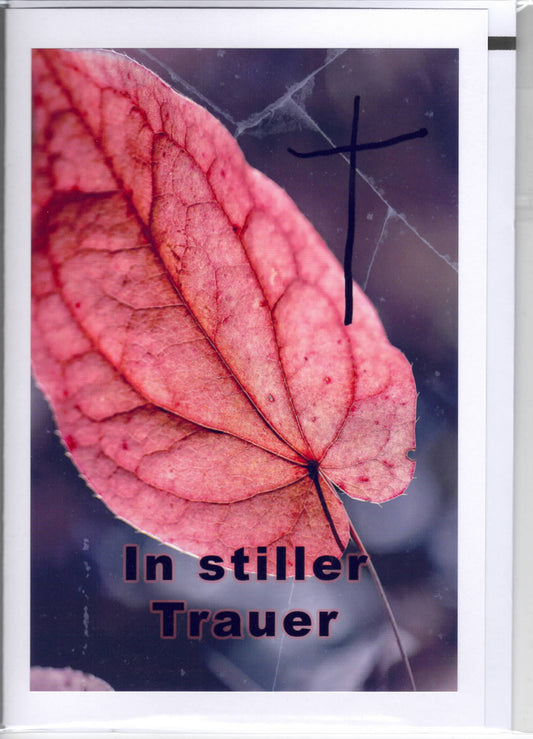 Fotokarte Trauer Herbstblatt