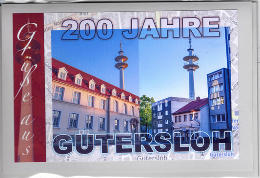 Fotokarte 200 Jahre - Grüße aus Gütersloh Fernsehturm